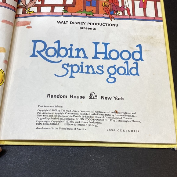 Disney - ROBIN HOOD Spins Gold Hard Cover Book - Picture 7 of 8